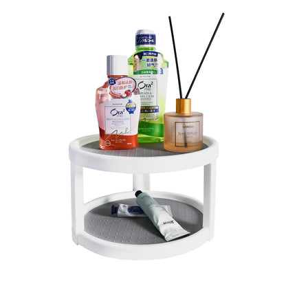 Lazy Susan Organizer, 2 Tier Non Skid Spice Rack Turntable,360 Degree Rotating Seasoning Organizer, 10-Inch Spinning Organizer for Pantry Cabinet, Kitchen, Countertop, Vanity Display Stand