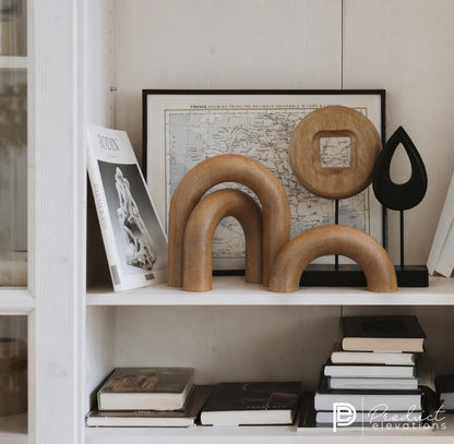 Product Elevations Wooden Arch Decor Set of 3 - Shelf Decor Aesthetic for Coffee Tables, Consoles, Bookcases, & Entryways - Scandinavian & Japandi Home Decor Accents - Wood Decorative Objects
