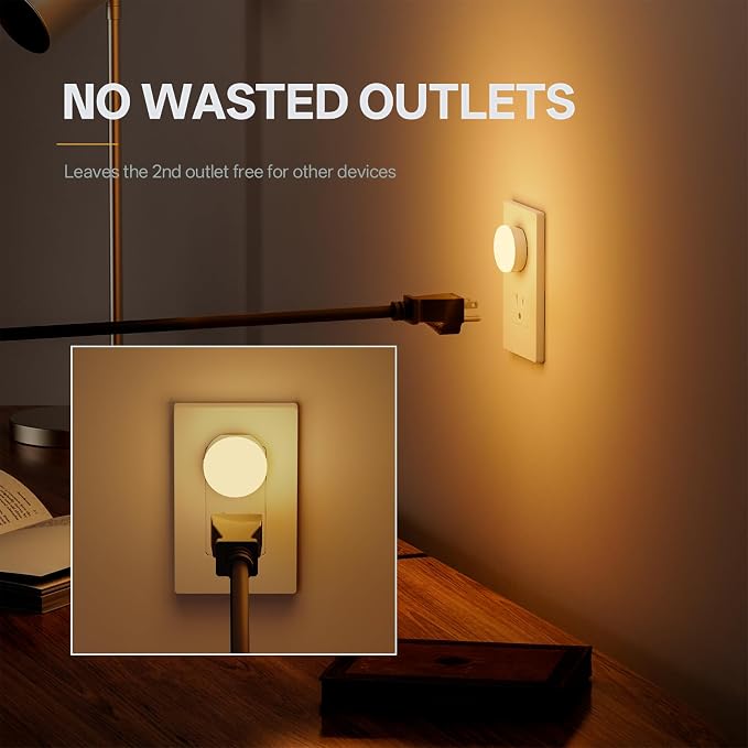 Night Light Plug in, Dimmable LED Mini Nightlights for Kids, Auto Dusk to Dawn Sensor, Automatic On and Off Night Lamp for Hallway,Bedroom, Stairway, 3 Brightness, Energy Efficient, 3CCT, 4Pack