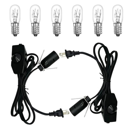 JIEOADOU Himalayan Salt Lamp Cord, with Dimmer Switch,Christmas Bulb, Cord with Dimmer Control and Base Assembly,6 Feet,2-Pack for Himalayan Salt Lampsand with 6 Free 15Watts Bulbs for Salt Lamp