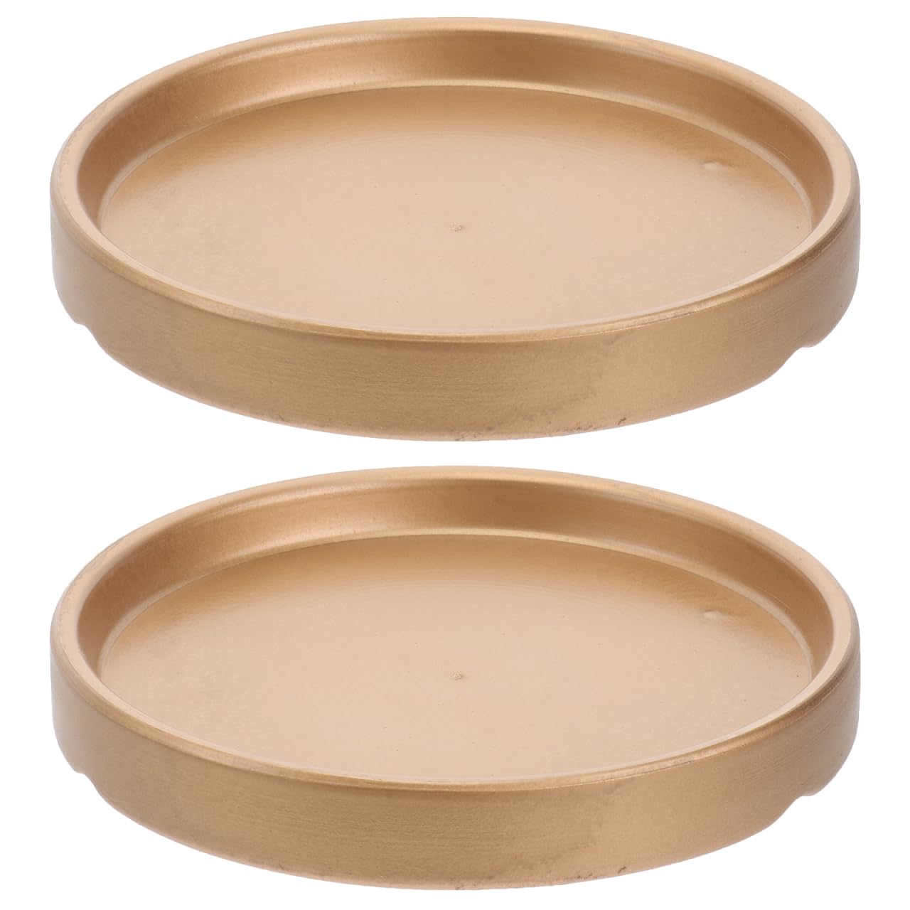 2PCS Ceramic Plant Saucer 5 Inch Round Succulent Pot Trays Elegant Golden Planter Drip Trays Flower Pot Saucers for Indoor Plant Office Home Decor