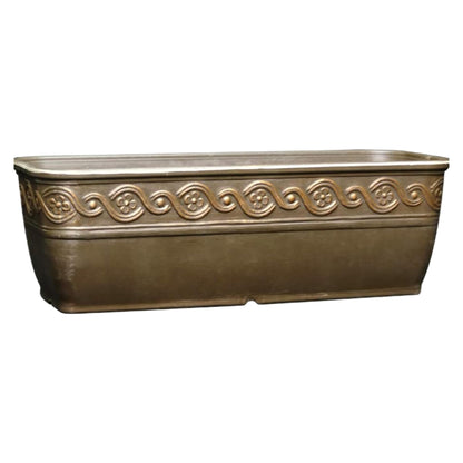 Classic Home and Garden Corinthian Rectangular Planter Box w/Drain Plug - Long Planter for Window Sills & More - Window Box Planters for Herbs & Flowers (18” Oil Rubbed Bronze)