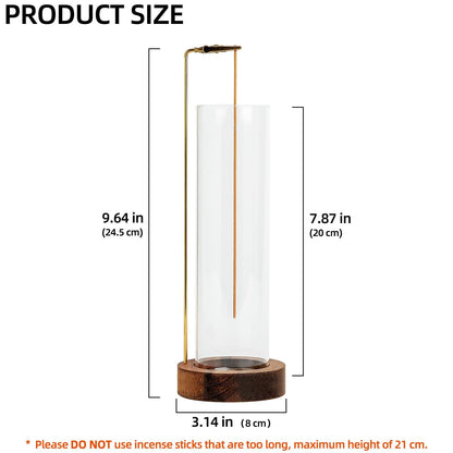 Incense Holder for Sticks, Anti-Ash Flying Incense Burner with 30 Incense Sticks, Detachable Glass Ash Catcher (Wood, Brown-2Pcs)