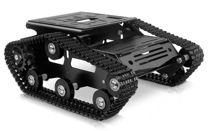 XiaoR Geek Smart Robot Car Chassis Kit Full Metal Big Tank Chassis with 2WD Motors for Arduino Raspberry Pi Jetson Python DIY Smart Car Learning Kit(Black, with DC Motor)