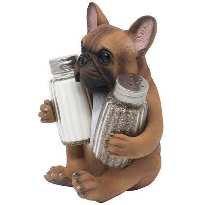 Home 'n Gifts French Bulldog Salt and Pepper Shaker Set, Resin, Brown, Shaker Set