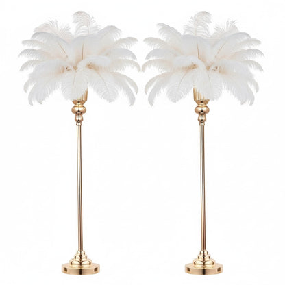 32.5inch Versatile Metal Wedding Centerpiece Vases - Set of 2 Tall Gold Trumpet Vases for Road Lead, Elegant Centerpiece Stands for Wedding Reception Party Events Anniversary (Gold, 32.5in - 2Pcs)