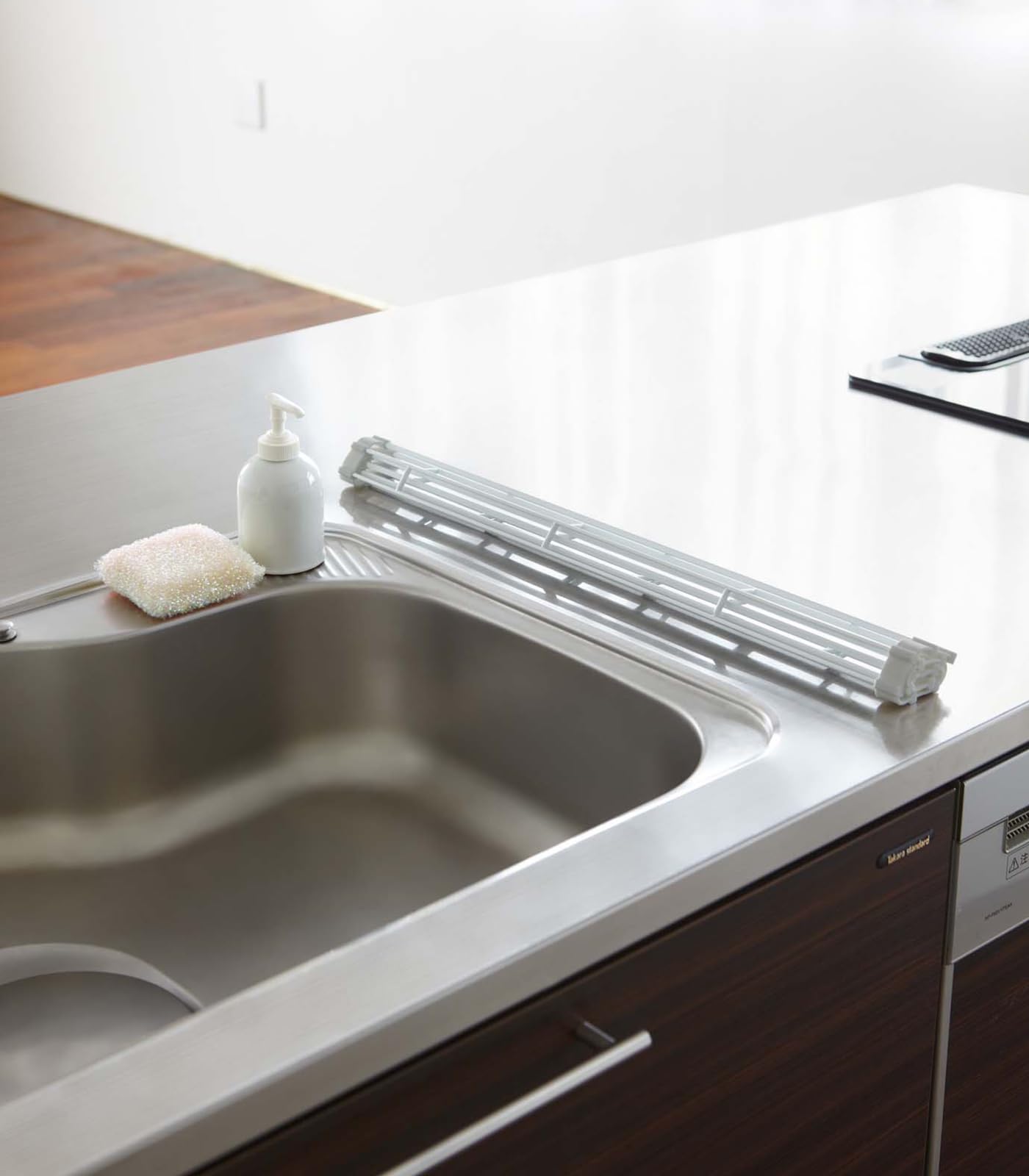 Yamazaki Home Plate Folding Sink Drainer Rack - Kitchen Dish Dryer Large White