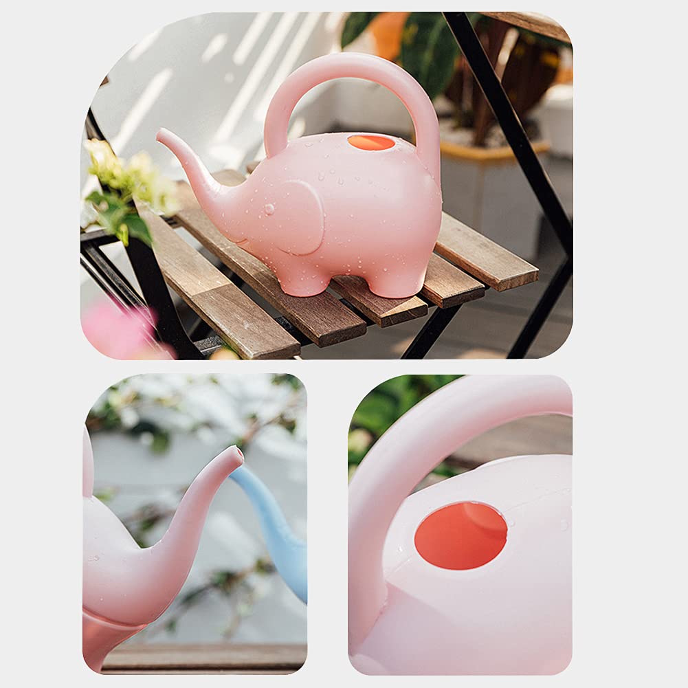 LOYUYU 0.4 Gallon Plastic Watering Can Small Lightweight Cute Indoor Outdoor Garden Plants, Adult Elephant Watering Can STYLE1: Pink