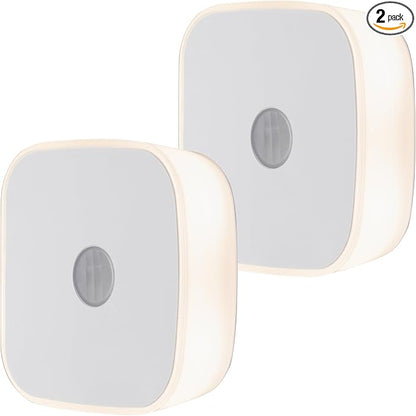 Energizer LED Motion Sensor Night Lights Plug Into Wall Dusk to Dawn Sensor Home Decor Apartment Essentials Ambient Lighting Nightlight 85617 2 Pack