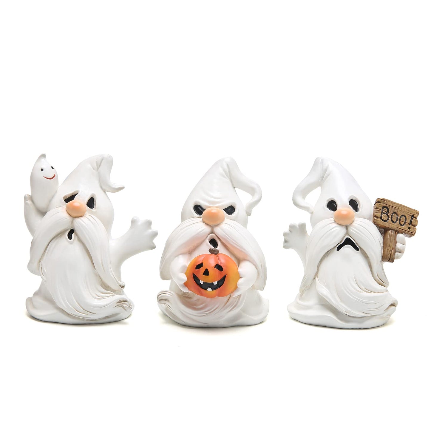 Hodao Halloween Ghost Figurines, Set of 3,Halloween Decorations White