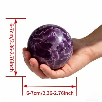 AierCrystal Natural Stone Crystal Sphere Feng Shui Home Decoration Ball Positive Energy Scrying Orb for Meditation Tool for Spiritual Space Purification Globe Diameter6-7cm Amethyst Sphere