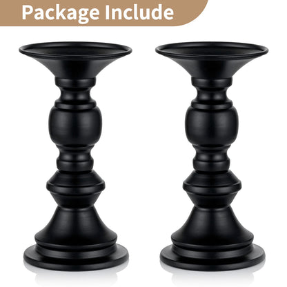 NUPTIO 2 Pcs Candle Holders for Pillar Candles, Black Candle Holder for 50mm Candles Christmas Halloween Mantlepiece Decorations, Ideal for Weddings Special Events Party Living Room