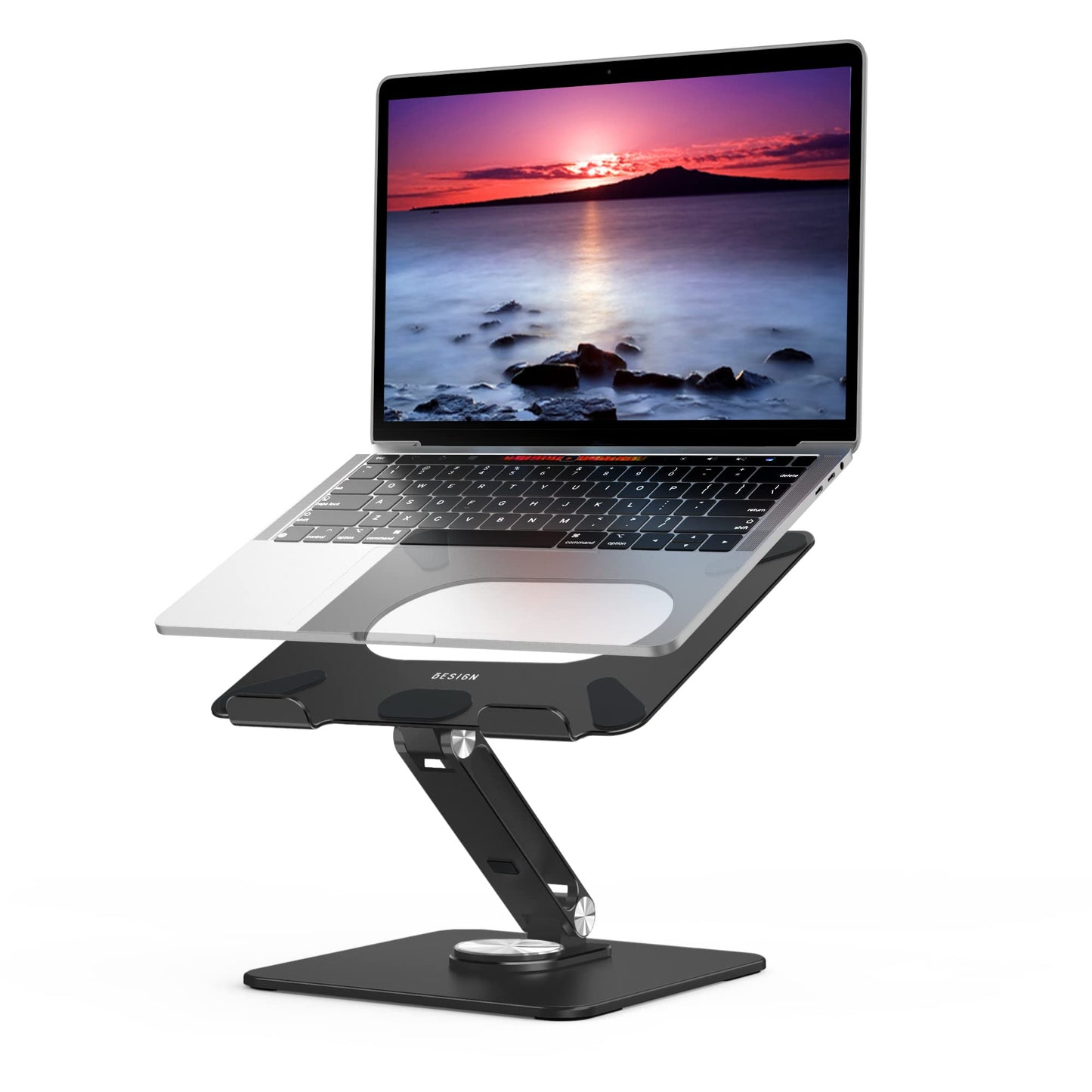 BESIGN LSX7 Laptop Stand with 360 Rotating Base, Ergonomic Adjustable Notebook Riser, Foldable Computer Holder Compatible with 10-15.6" Laptops (Black)