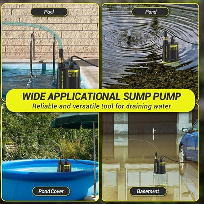 Sump Pump 1/2HP Submersible Water Pump, 2650GPH Utility Pump Thermoplastic Electric Portable Transfer Pump for Swimming Pool Garden Pond Basement with 16.4ft Long Power Cord