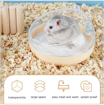 Meow&Woof Hamster Sand Bath Container, Large Sandbox Toilet Gerbil Batheoom, Tiny Chinchilla Dust Bathtub Sand Bath Box for Hamster Cage Accessories 6.5 Inch-White