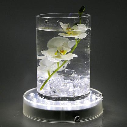 LARDUX Led Light Base - 6 Inch Round Display Pedestal Light Stand Plate Flat for 3D Crystal Cube Glass Art Acrylic Statues - USB Charge or Battery Powered
