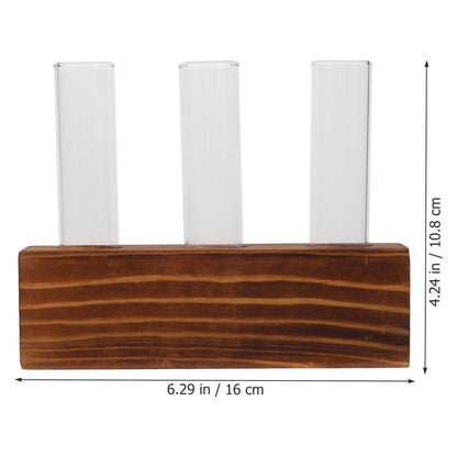 Unomor Glass Plant Propagation Station with 3-Hole Charcoal Wood Base and Test Tubes, Glass Vase for Indoor Hydroponic Plants and Desktop Terrarium Decoration