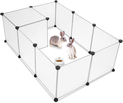 Universal Pet Playpen, Portable Large Plastic Yard Fence for Small Animals - Puppy Kennel Crate, Rabbit Hutch, Hamster & Guinea Pig Enclosure - Easy to Assemble, DIY Expandable, Durable ABS Connectors
