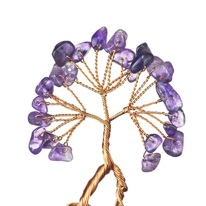Natural Crystal Tree with Amethyst Cluster Base Tree of Life Home Decor for Shelf Bedroom Birthday Gifts Sister Gift Cute Home Office Decor Purple Crystal Crafts Housewarming Present