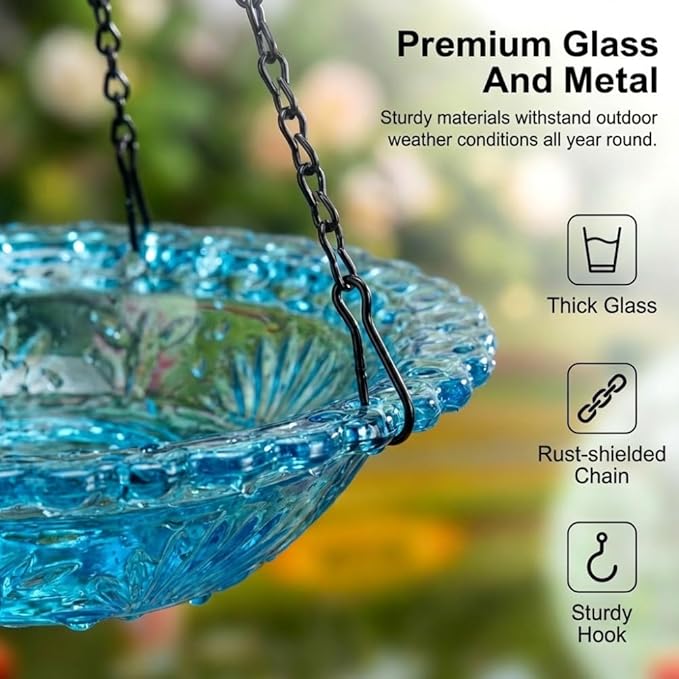 Solar Cascade Hanging Bird Bath Fountain, New Hanging Bird Bath with Flowing Water, Bird Bath Fountain Decorative Garden Yard Patio for Outdoor (Red)