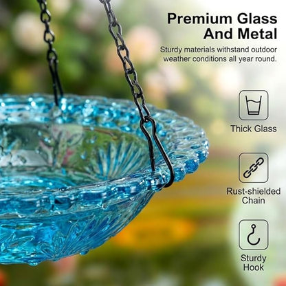 Solar Cascade Hanging Bird Bath Fountain, New Hanging Bird Bath with Flowing Water, Bird Bath Fountain Decorative Garden Yard Patio for Outdoor (Red)