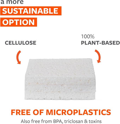 Full Circle 100% Plant-Based Cellulose Sponges – Pack of 3 – Plastic-Free, Natural Sponge, No Microplastics, Safe for Nonstick Cookware