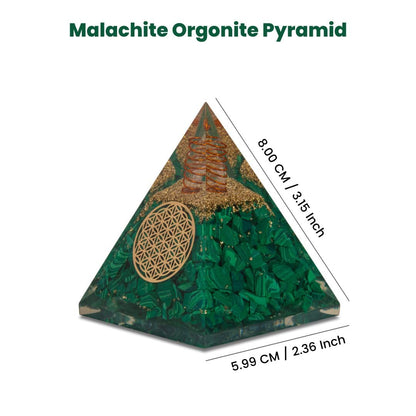 Agate Mart Malachite Orgonite Pyramids with Black Tourmaline Pendant - Healing Crystals for Success - Enhance Meditation with Orgonite Energy