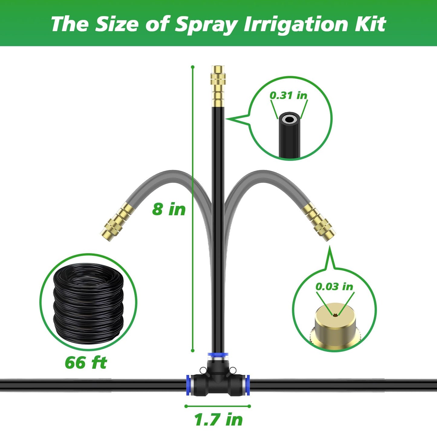 360° Adjustable Drip Irrigation System - Garden Watering System 66FT with 20 Nozzles, Drip Irrigation Kit for Garden, Yard, Lawn, Greenhouse, Plants, 5/16 inch Hose