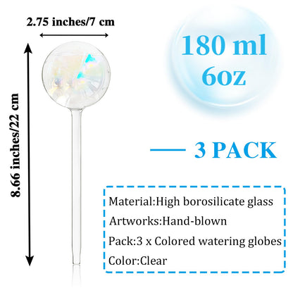 Pynqdfu 3 Pcs Plant Watering Globes,Self Watering Planter Insert Plant Accessories,Colorful Glass Plant Watering Devices for Indoor Plants