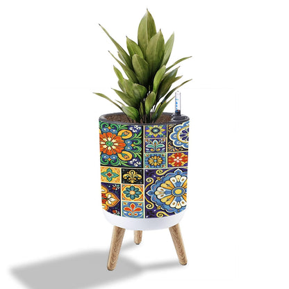 GDYAONCA Plants Flower Pot Mexican ceramic talavera tiles big collection retro seamless for Plant Pots with Stand Indoor Outdoor Plant Stands for Planting Corner Living Room Balcony Garden Patio