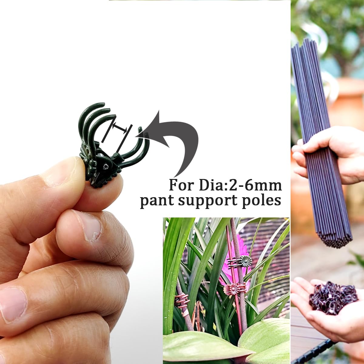 GXXMEI 400PCS Orchid Clips for Plants Support - Dark Green, for Small - Middle Climbing Plants Vine Plants & Single Stem Plants