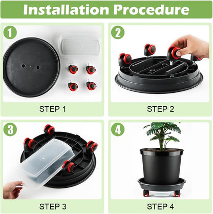 RooTrimmer 15 Inch Plant Caddy with Wheels,Heavy Duty Rolling Planter Dolly,Drainage Holes & Drip Tray,Movable Plant Stand for Heavy Pots Indoor Outdoor