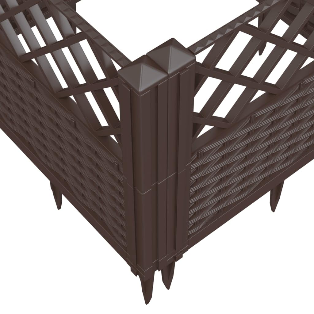 WRJENFSC Modular Raised Garden Planter Box Outdoor 17.1 Inch Square Brown Polypropylene Basketweave Planter for Flowers Herbs Vegetables on Patio Garden Terrace