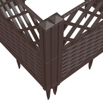 WRJENFSC Modular Raised Garden Planter Box Outdoor 17.1 Inch Square Brown Polypropylene Basketweave Planter for Flowers Herbs Vegetables on Patio Garden Terrace