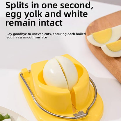 Egg Slicer, Semi-Round Curved Yellow Egg Cutter for Hard Boiled Eggs – Stainless Steel Wire Cutter with Ergonomic Handle for Salad, Cobb Salad, Avocado Toast & Food Garnish, Easy to Clean (3)