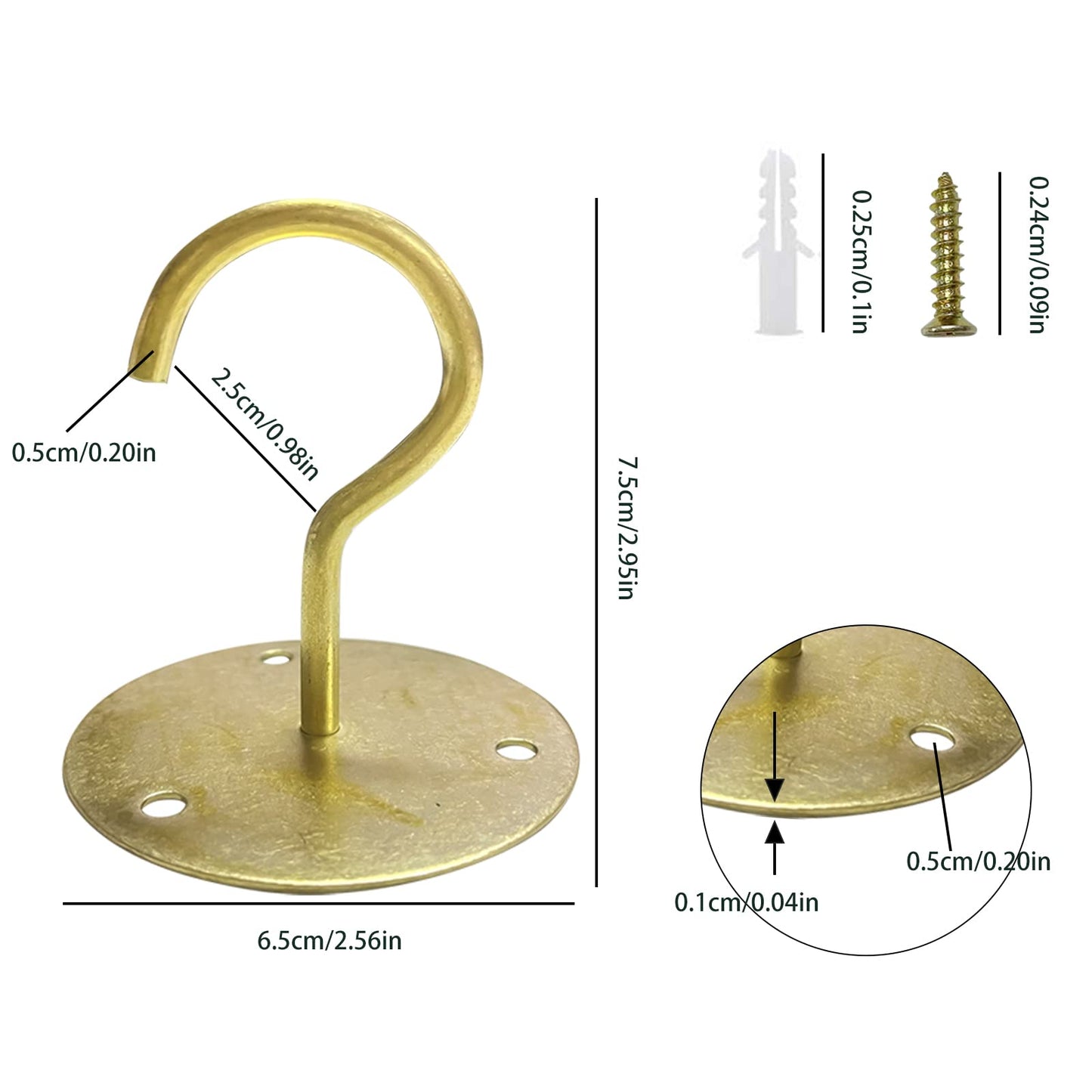 Reagia 3PCS Ceiling Hooks for Hanging Plants, Wall Mount Metal S Plant Hangers with Screws and Anchors for Hanging Plant Baskets, Lanterns, Wind Chimes, Bird Feeder(Gold)