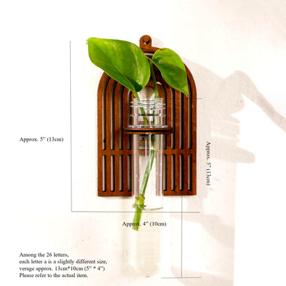 5 Pack Letter Wall Propagation Planters Test Tubes Wall Decor for Hanging Plants Clear Water Plant Vase Brown Wood Upletter Alphabet Functional Art Boho Set Dream