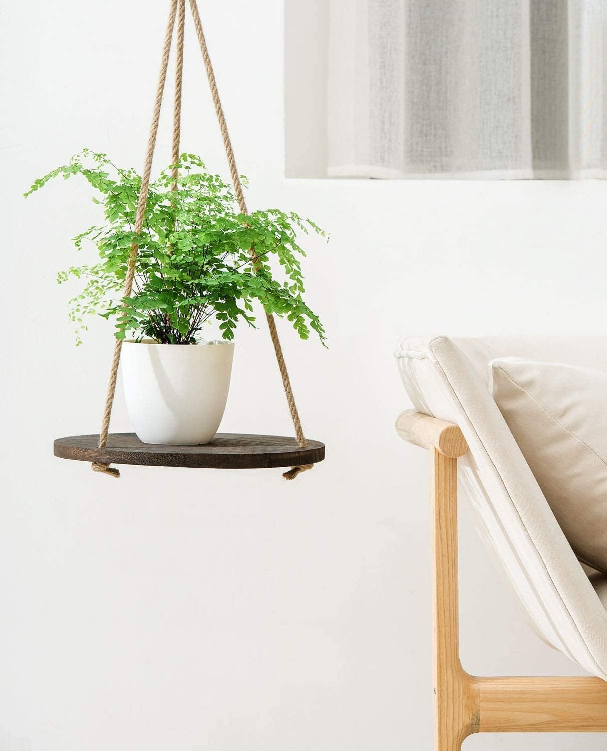 Dahey Macrame Plant Hanger Set of 3 with Hooks and Hanging Plant Shelf Indoor Hanging Planter Basket for Flower Pot Crochet Plant Holder Stand Home Decor