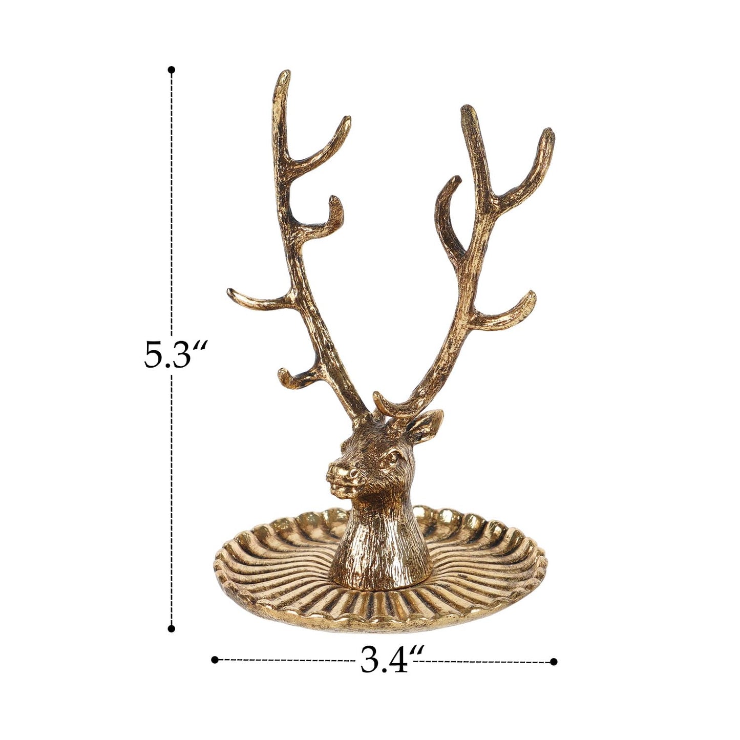 NIIKY HOME Vintage Jewelry Dish Tray, Small Deer Ring Holder, Gold Jewelry Tray, Trinket Dish Vanity Tray for Dresser Christmas Birthday Wedding Gifts