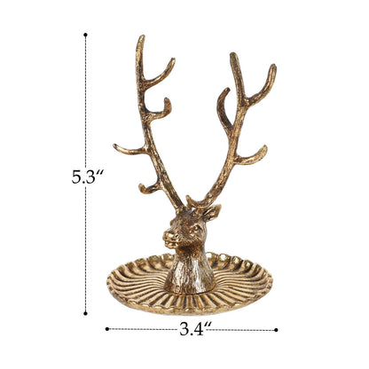 NIIKY HOME Vintage Jewelry Dish Tray, Small Deer Ring Holder, Gold Jewelry Tray, Trinket Dish Vanity Tray for Dresser Christmas Birthday Wedding Gifts