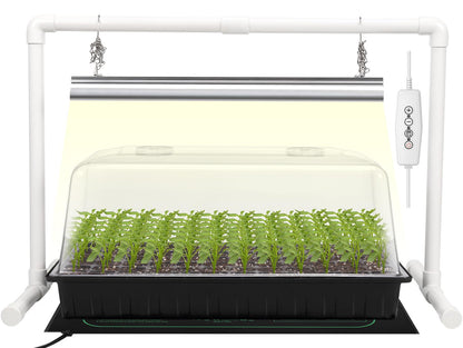 SOLIGT 1020 Size Seed Starter Kit with Grow Light and Heat Mat – 7" Humidity Dome, 6x12 Cell Seed Starter Tray, Bright-Adjustable with 8/12/18H Timer & Stand for Seed Starting & Seedling Propagation