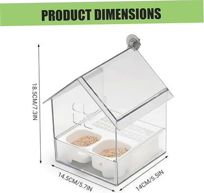 No Mess Bird Feeder, 3-in-1 Bird Cage Feeder, Transparent No Mess & Bath with Pull-Out Design Easy Clean for Parakeets Parrots Garden Balcony Fence, for Cage