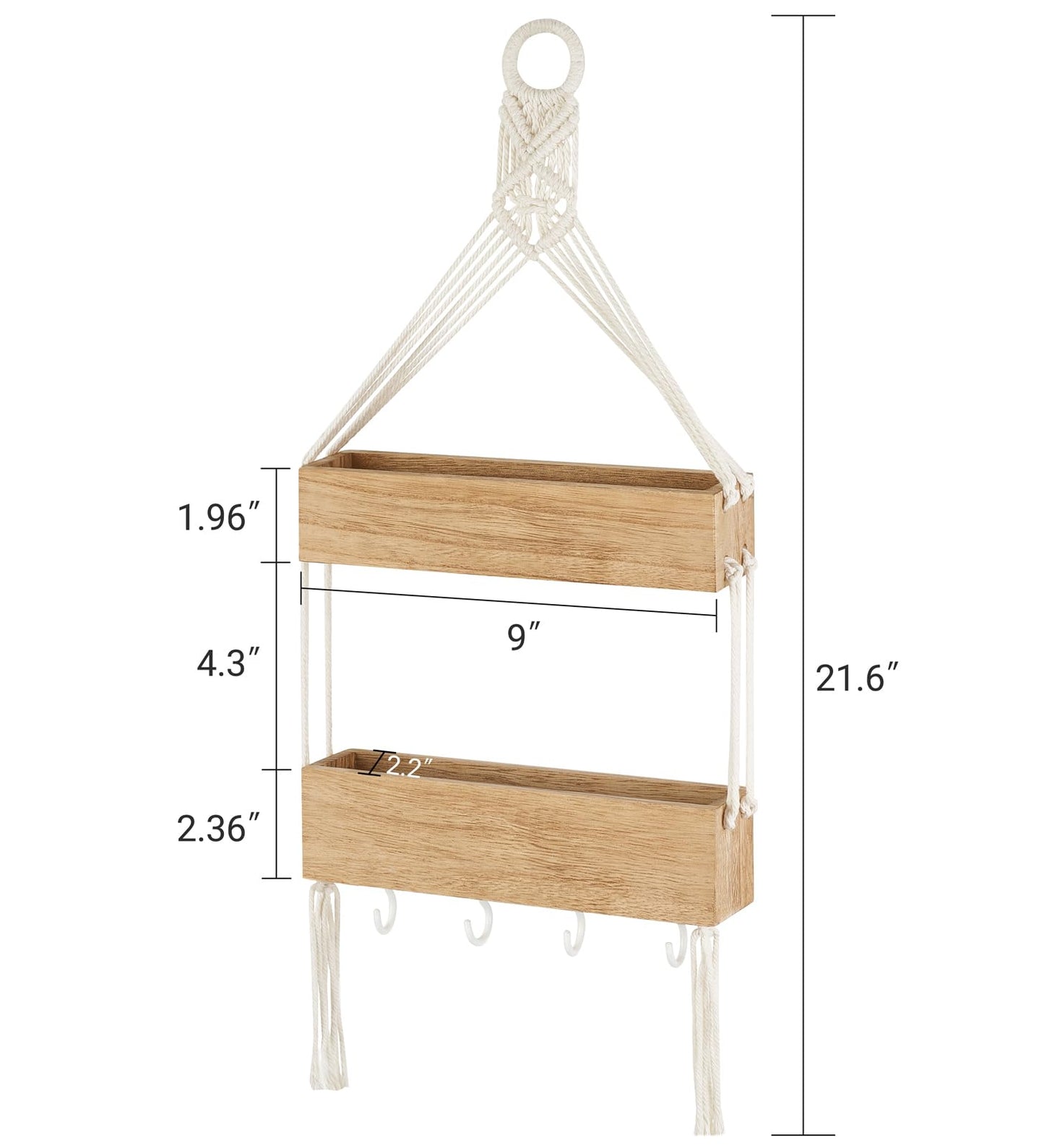Mkono Macrame Wall Hanging Shelf Wood Floating Shelves with Cute Woven Rope Boho Room Decor Display Photos Plant Hanging Storage Shelves for Bathroom, Bedroom, Living Room, Nursery