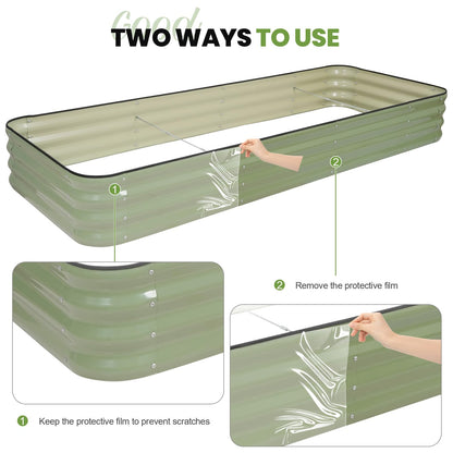 5-in-1 Adjustable Raised Garden Bed Kit | Galvanized Planter Boxes for Vegetables, Flowers | 12" Tall, Multiple Sizes (8x3x1ft, 9x2x1ft, 10x1x1ft, 6x5x1ft, 7x4x1ft) | Outdoor Metal Raised Bed, Green