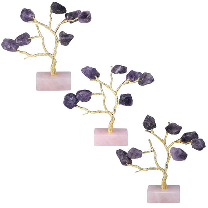 Rockcloud Healing Amethyst Crystal Money Tree Feng Shui Bonsai Tree for Home Decoration Jewelry Holder