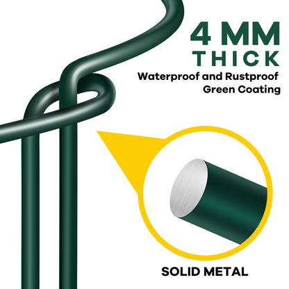 12 Pack Plant Support Stakes, 10" Wide x 24" High Half Round Metal Peony Cages and Support, Green Garden Plant Stake Plant Support Ring Border for Peony Tomato, Hydrangea, Flower Indoor Outdoor