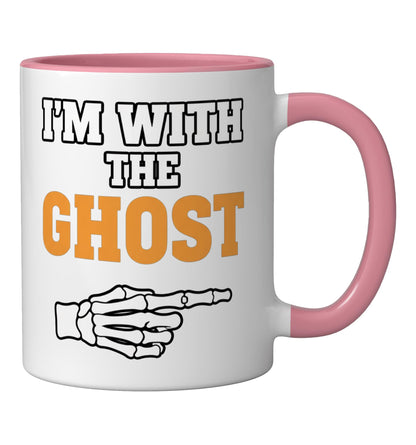 Couples Halloween I'm With The Ghost Matching Costume -Point Ceramic Mug, Pink/White