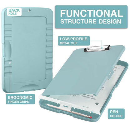 Sooez Clip Boards 8.5x11 with Storage, High Capacity Storage Clipboard, Nursing Clipboard Folder with Pen Holder, Heavy Duty Plastic Clipboard with Low Profile Clip, Clipboard Binder for Teacher, Work