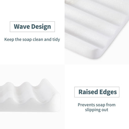 Soap Dish, Marble Soap Holder for Shower, Bar Soap Holder with Water Ripple Design, Easy Cleaning Soap Saver for Kitchen Sink，Bathroom, Executive African Natural Stone Soap Tray(Namib Bianco)