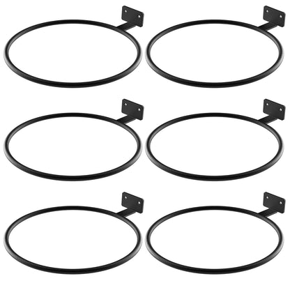 ASZUNE Wall Pot Holder Bulk 6in 6Pack Ring Plant Hanger, Metal Planter Hooks Wall Mounted Bracket Heavy Duty for Outdoor Indoor Black